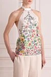 Dior Women's white silk top - flowers print. 100% silk. Country of manufacture: Italy. Care: specialized cleaning - photo 3