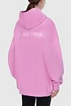 Hoodie made of cotton pink for women Balenciaga - logo. hood, front pocket. 100% cotton. Country of manufacture: Italy. Care: specialized cleaning - photo 4