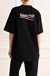 Black women's cotton T-shirt Balenciaga - logo. 100% cotton. Country of manufacture: Italy. Care: specialized cleaning - photo 4