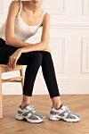 Кросівки з поліаміду сірі жіночі Balenciaga - контрастна підошва, контрастні вставки. поліамід. шнурівка. Країна виробник: Италия. Догляд: спеціалізоване чищення - фото 2