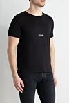 Saint Laurent Black cotton T-shirt for men - Decor: brand logo. Composition: 100% cotton. Country of manufacture: Italy. Care: specialized cleaning - photo 3