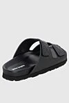 Black leather flip flops for men Palm Angels - logo. Velcro, leather interior. 100% genuine leather. Outsole: rubber. Country of manufacture: Italy. Care: specialized cleaning - photo 4