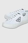 Prada Polyester sneakers white for men - Decor: logo. Composition: 100% polyester. Clasp: lacing. Country of manufacture: Italy. Care: specialized cleaning - photo 5