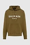 Balmain Худі чоловічий з бавовни зелений - Принт логотипу бренду. Капюшон. 100% бавовна. Куліска. Країна виробник: Франция. Догляд: спеціалізоване чищення - фото 1