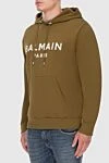 Balmain Худі чоловічий з бавовни зелений - Принт логотипу бренду. Капюшон. 100% бавовна. Куліска. Країна виробник: Франция. Догляд: спеціалізоване чищення - фото 3
