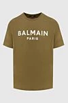 Balmain Brown cotton T-shirt for men - logo print. 100% cotton. Country of manufacture: Italy. Care: specialized cleaning - photo 1