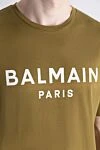 Balmain Brown cotton T-shirt for men - logo print. 100% cotton. Country of manufacture: Italy. Care: specialized cleaning - photo 5