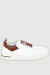 Loro Piana White leather snickers for men - contrasting backdrop. 100% genuine leather. lacing. Country of manufacture: Italy. Care: specialized cleaning - photo 1