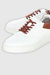 Loro Piana White leather snickers for men - contrasting backdrop. 100% genuine leather. lacing. Country of manufacture: Italy. Care: specialized cleaning - photo 5