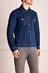 Scissor Scriptor Denim jacket made of cotton blue for men - worn effect. 97% cotton, 3% polyurethane. buttons. four pockets. Country of manufacture: Italy. Care: specialized cleaning - photo 3