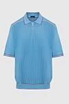 Stefano Ricci Поло з бавовни з фактурним плетінням блакитного кольору на блискавці - Контрастні лінії на комірі та манжетах. 100% бавовна. Блискавка. Країна виробник: Італія. Догляд: спеціалізоване чищення - фото 1