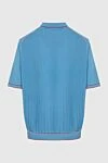 Поло з бавовни з фактурним плетінням блакитного кольору на блискавці Stefano Ricci - Контрастні лінії на комірі та манжетах. 100% бавовна. Блискавка. Країна виробник: Італія. Догляд: спеціалізоване чищення - фото 6