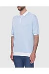 Stefano Ricci Поло из хлопка и шелка голубое мужское - Контрастные линии на вороте и манжетах, контрастная отделка. 55% хлопок, 45% шёлк. Молния. Страна производитель: Италия. Уход: специализированная чистка - фото 3