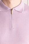 Stefano Ricci Pink silk polo for men - Contrasting lines on the collar. 100% silk. Closure: Zipper. Country of manufacture: Italy. Care: specialized cleaning - photo 5