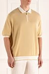 Stefano Ricci Beige cotton and silk polo for men - Contrasting lines on the collar and cuffs, contrast trim. 55% cotton, 45% silk. Closure: Zipper. Country of manufacture: Italy. Care: specialized cleaning - photo 3