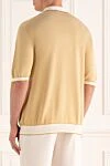 Beige cotton and silk polo for men Stefano Ricci - Contrasting lines on the collar and cuffs, contrast trim. 55% cotton, 45% silk. Closure: Zipper. Country of manufacture: Italy. Care: specialized cleaning - photo 4