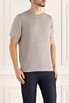 Cesare di Napoli Men's gray jumper with short sleeves - Features: short sleeve. silk, cotton. Country of manufacture: Italy. Care: specialized cleaning - photo 3