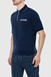 Hamlet Philosophy Cotton polo blue for men - Contrasting piping on the collar. Contrast chest pocket. 100% cotton. Closure: Zipper. Country of manufacture: Italy. Care: specialized cleaning - photo 3