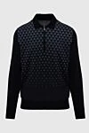 Cesare di Napoli Polo with long sleeves made of wool black for men - Textured pattern. Long sleeve. 100% wool. Closure: Zipper. Country of manufacture: Italy. Care: specialized cleaning - photo 1