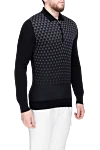 Cesare di Napoli Polo with long sleeves made of wool black for men - Textured pattern. Long sleeve. 100% wool. Closure: Zipper. Country of manufacture: Italy. Care: specialized cleaning - photo 3