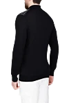 Polo with long sleeves made of wool black for men Cesare di Napoli - Textured pattern. Long sleeve. 100% wool. Closure: Zipper. Country of manufacture: Italy. Care: specialized cleaning - photo 4