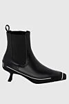 Dior Women's black leather boots with white stripes and a logo - contrasting stripes. genuine leather. Heel height: 5.5 centimeters. elastic inserts. Country of manufacture: Italy. Care: specialized cleaning - photo 1