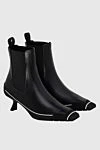 Dior Women's black leather boots with white stripes and a logo - contrasting stripes. genuine leather. Heel height: 5.5 centimeters. elastic inserts. Country of manufacture: Italy. Care: specialized cleaning - photo 3