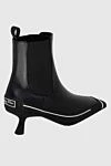 Women's black leather boots with white stripes and a logo Dior - contrasting stripes. genuine leather. Heel height: 5.5 centimeters. elastic inserts. Country of manufacture: Italy. Care: specialized cleaning - photo 4