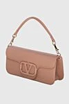 Valentino Women's powder rectangular leather clutch bag - logo. genuine leather. magnetic buttons. Country of manufacture: Italy. Care: specialized cleaning - photo 3