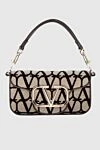 Valentino Beige textile bag for women - metal logo. textile. magnetic buttons. Country of manufacture: Italy. Care: specialized cleaning - photo 1