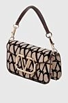 Valentino Beige textile bag for women - metal logo. textile. magnetic buttons. Country of manufacture: Italy. Care: specialized cleaning - photo 3