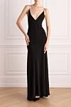 Black evening dress for women with V-neckline Celine - Additional: Rhinestones. 100% silk. Country of manufacture: Italy. Care: specialized cleaning - photo 2