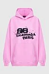 Balenciaga Худі з бавовни рожеве жіноче - логотип. капюшон, передня кишеня. 100% бавовна. Країна виробник: Италия. Догляд: спеціалізоване чищення - фото 1