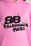 Balenciaga Худі з бавовни рожеве жіноче - логотип. капюшон, передня кишеня. 100% бавовна. Країна виробник: Италия. Догляд: спеціалізоване чищення - фото 5