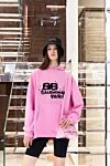 Balenciaga Худі з бавовни рожеве жіноче - логотип. капюшон, передня кишеня. 100% бавовна. Країна виробник: Италия. Догляд: спеціалізоване чищення - фото 7