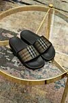 Burberry Men's black flip flops with beige inserts - 70% rubber, 30% textile. Country of manufacture: Italy. Care: specialized cleaning - photo 7