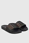 Burberry Men's black flip flops with beige inserts - 70% rubber, 30% textile. Country of manufacture: Italy. Care: specialized cleaning - photo 3