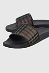 Burberry Men's black flip flops with beige inserts - 70% rubber, 30% textile. Country of manufacture: Italy. Care: specialized cleaning - photo 5