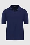 Cesare di Napoli Cotton polo blue for men - Textured pattern. 100% cotton. Country of manufacture: Italy. Care: specialized cleaning - photo 1