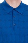 Cesare di Napoli Cotton polo blue for men - Contrasting pattern. 100% cotton. Buttons. Country of manufacture: Italy. Care: specialized cleaning - photo 5