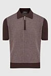 Cesare di Napoli Cotton polo brown for men - Checkered pattern, contrast cuffs and collar. 100% cotton. Closure: Zipper. Country of manufacture: Italy. Care: specialized cleaning - photo 1