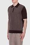 Cesare di Napoli Cotton polo brown for men - Checkered pattern, contrast cuffs and collar. 100% cotton. Closure: Zipper. Country of manufacture: Italy. Care: specialized cleaning - photo 3