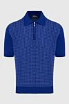 Cesare di Napoli Cotton polo blue for men - Checkered pattern, contrast cuffs and collar. 100% cotton. Closure: Zipper. Country of manufacture: Italy. Care: specialized cleaning - photo 1