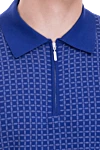 Cesare di Napoli Cotton polo blue for men - Checkered pattern, contrast cuffs and collar. 100% cotton. Closure: Zipper. Country of manufacture: Italy. Care: specialized cleaning - photo 5