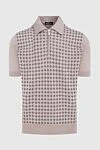 Cesare di Napoli Cotton polo beige for men - Checkered pattern, contrasting cuffs. 100% cotton. Closure: Zipper. Country of manufacture: Italy. Care: specialized cleaning - photo 1