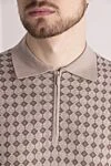 Cesare di Napoli Cotton polo beige for men - Checkered pattern, contrasting cuffs. 100% cotton. Closure: Zipper. Country of manufacture: Italy. Care: specialized cleaning - photo 5