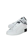 Dolce & Gabbana Men's white leather sneakers with black inserts and logo - Decoration: logo on the tongue. genuine leather. lacing. Country of manufacture: Italy. Care: specialized cleaning - photo 5