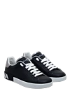 Dolce & Gabbana Men's leather black sneakers with silver inserts and logo - logo on the tongue, logo on the sole. genuine leather. lacing. Country of manufacture: Italy. Care: specialized cleaning - photo 3