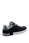 Men's leather black sneakers with silver inserts and logo Dolce & Gabbana - logo on the tongue, logo on the sole. genuine leather. lacing. Country of manufacture: Italy. Care: specialized cleaning - photo 4