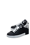 Dolce & Gabbana Men's leather black sneakers with silver inserts and logo - logo on the tongue, logo on the sole. genuine leather. lacing. Country of manufacture: Italy. Care: specialized cleaning - photo 5